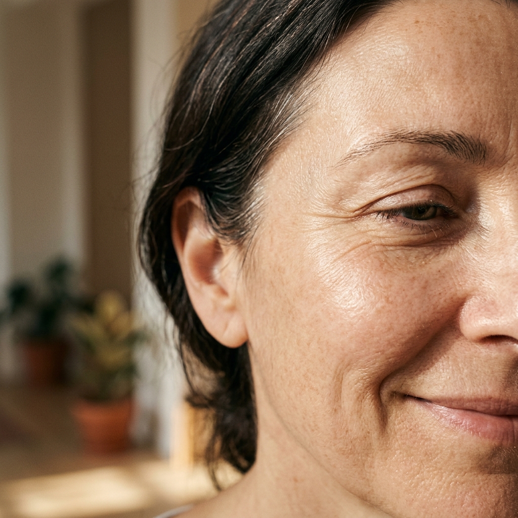 Close up of beautiful natural hydrated skin texture