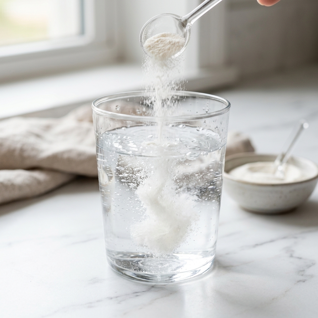Dissolving collagen powder in water